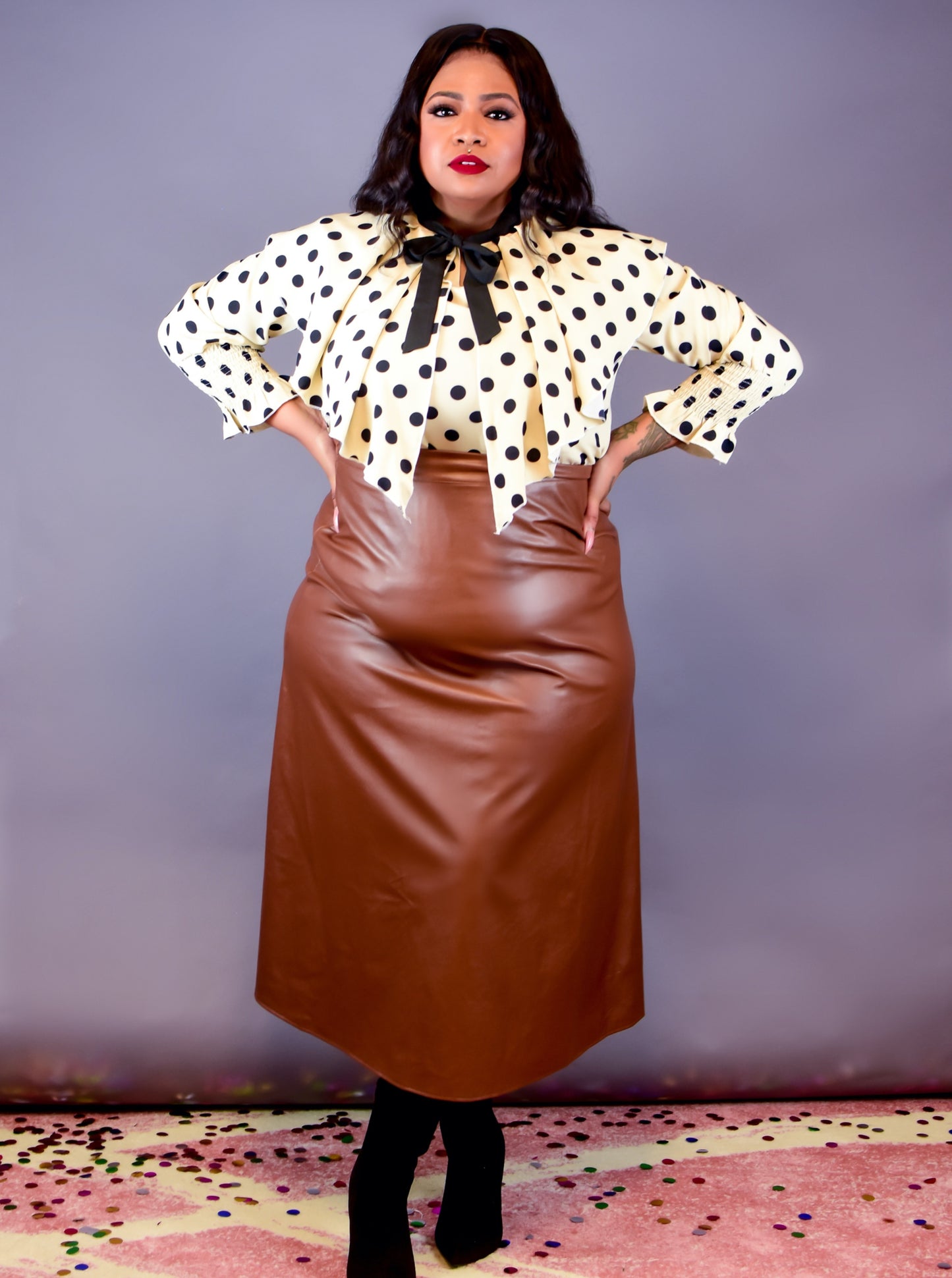 Plus Size Leather Skirt