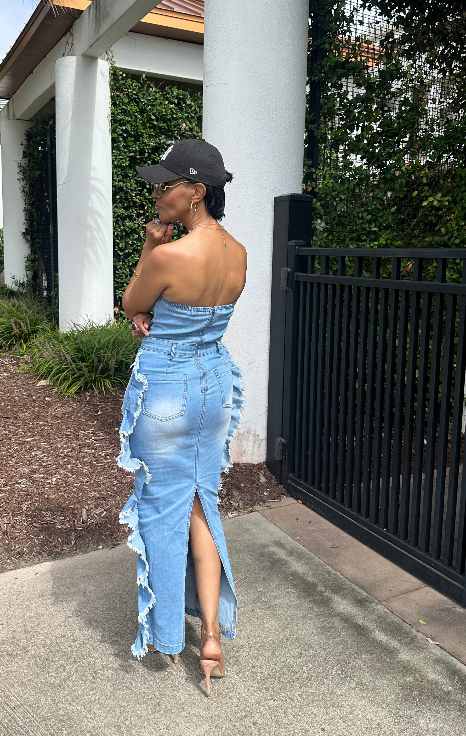 edge denim dress URBAN EDGE DENIM DRESS