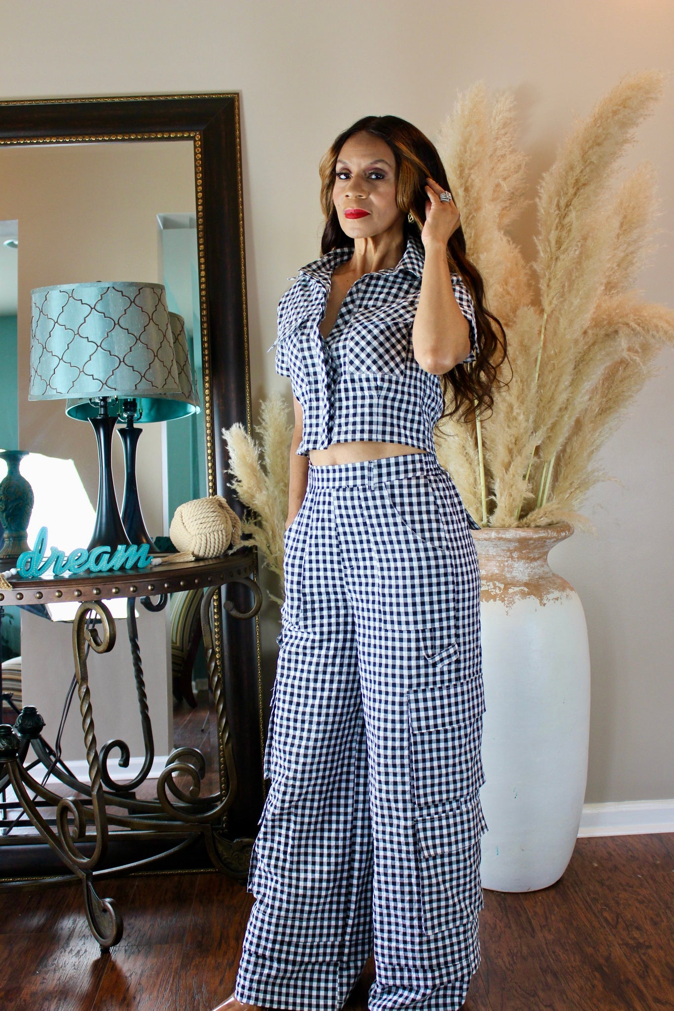 Warrior Wear Checkered Two-Piece Set